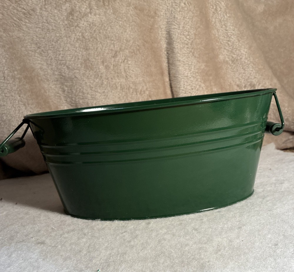 Hunter Green Decorative Tin W Handles, 2