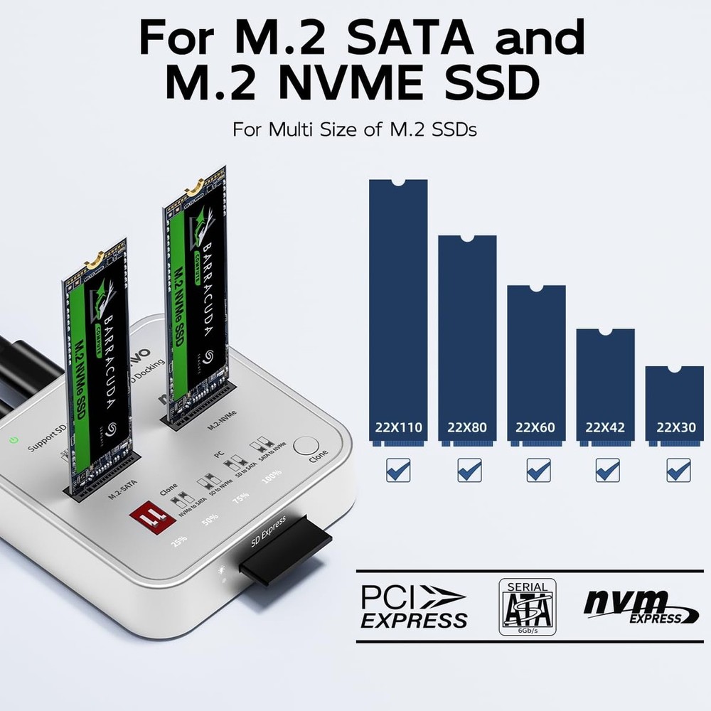 MAIWO M.2 NVMe SATA SSD Cloner Reader, USB 3.1 10Gbps, Support 4 Clone Modes ...