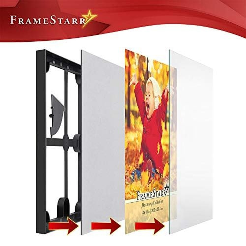 8x10 Picture Frame Set (Black, 6 Pack), Front-Loading Contemporary Modern Sty...