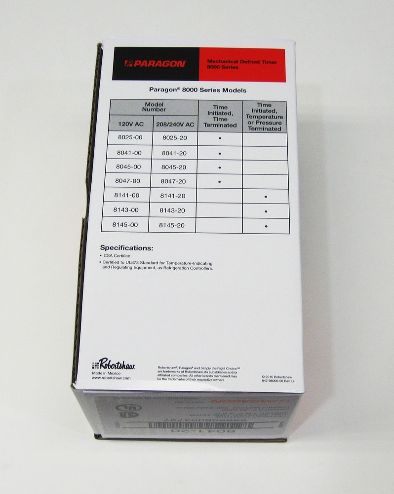 Paragon 8041-20 Defrost Control Commercial Refrigeration Timer