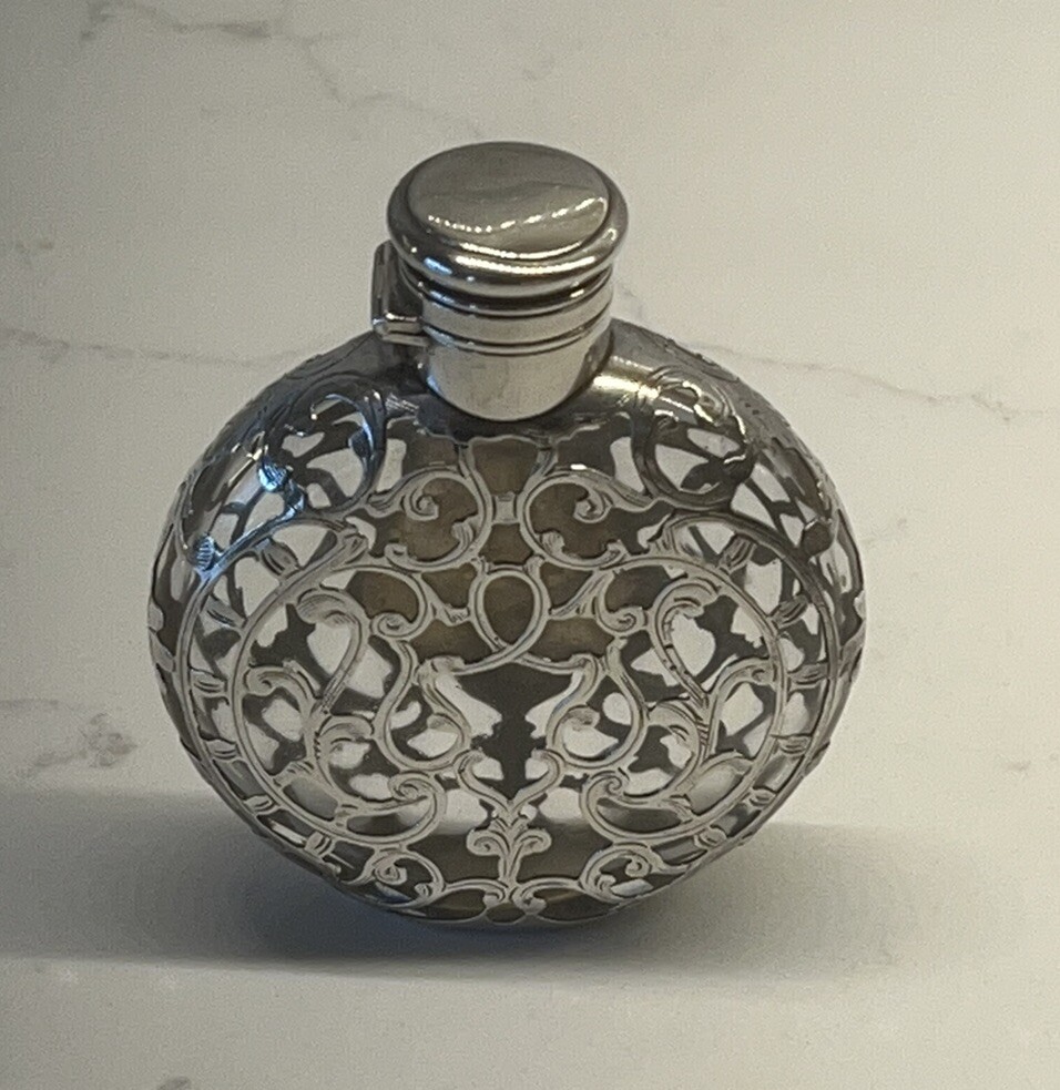 Gorham Sterling SILVER OVERLAY PERFUME FLASK