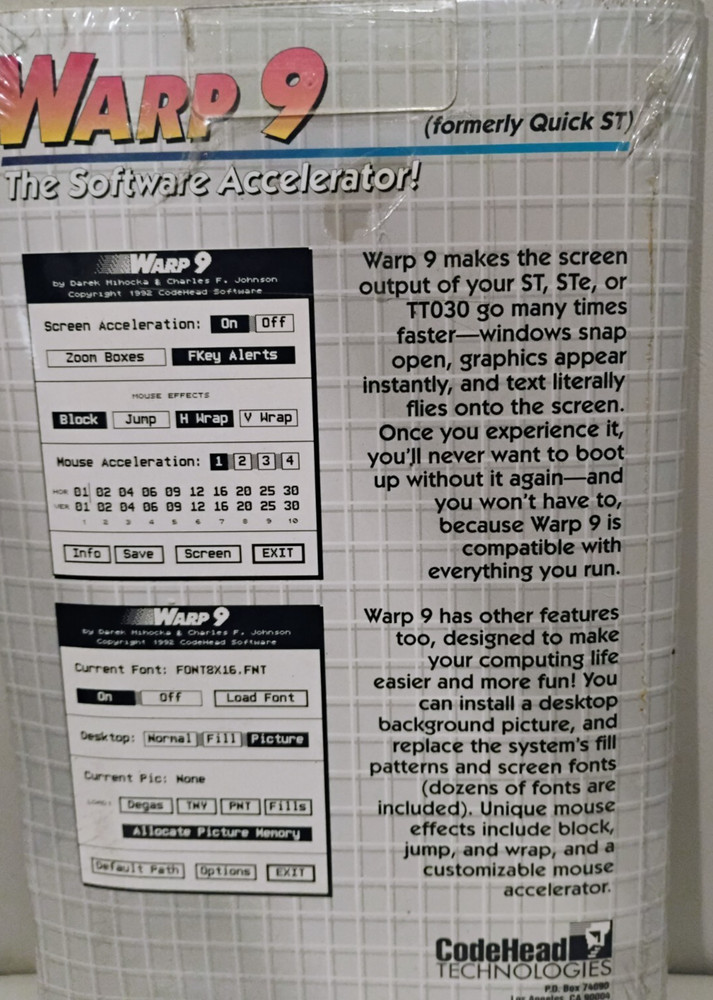 Warp 9 (formerly Quick ST) CodeHead Technologies; Atari ST Disk w/ Manual CIB