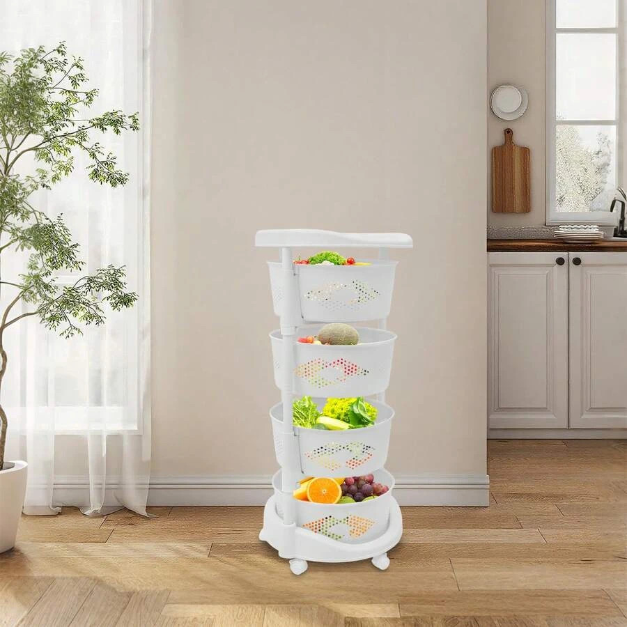 NEW Round Rotating Multi-Layer Kitchen Storage Shelf, Floor-Standing Fruit And