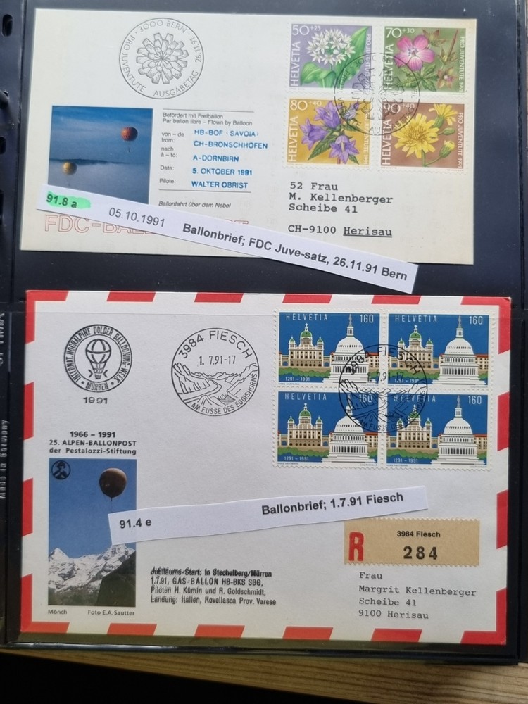 Switzerland 1991 Balloon Mail Collection Sale!