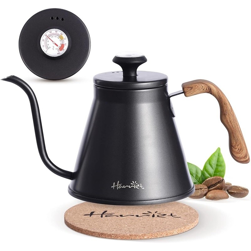 Stainless Steel Gooseneck Kettle W/ Thermometer Precision Brewing Compatibility