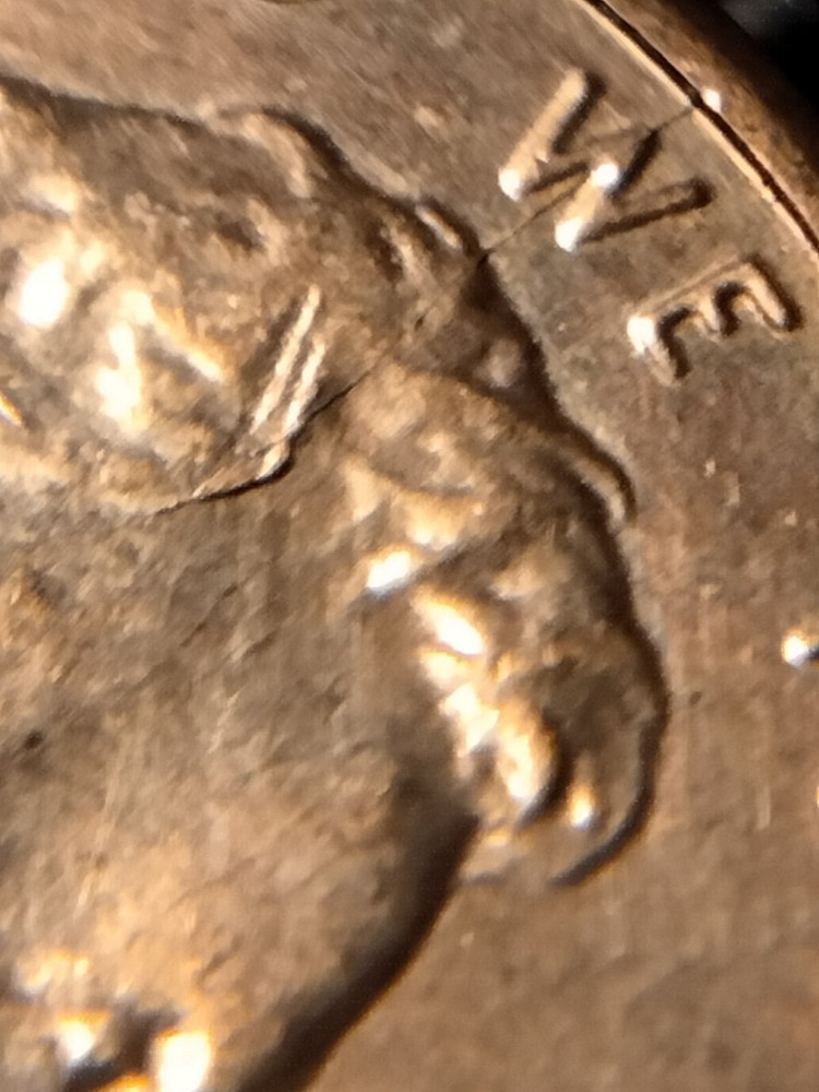 2014 P Lincoln Shield Cent Spiked Head Die Break