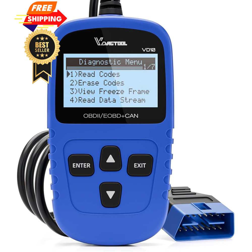 VDIAGTOOL VD10 OBD2 Scanner Code Reader Car Diagnostic Tool Engine Fault Blue