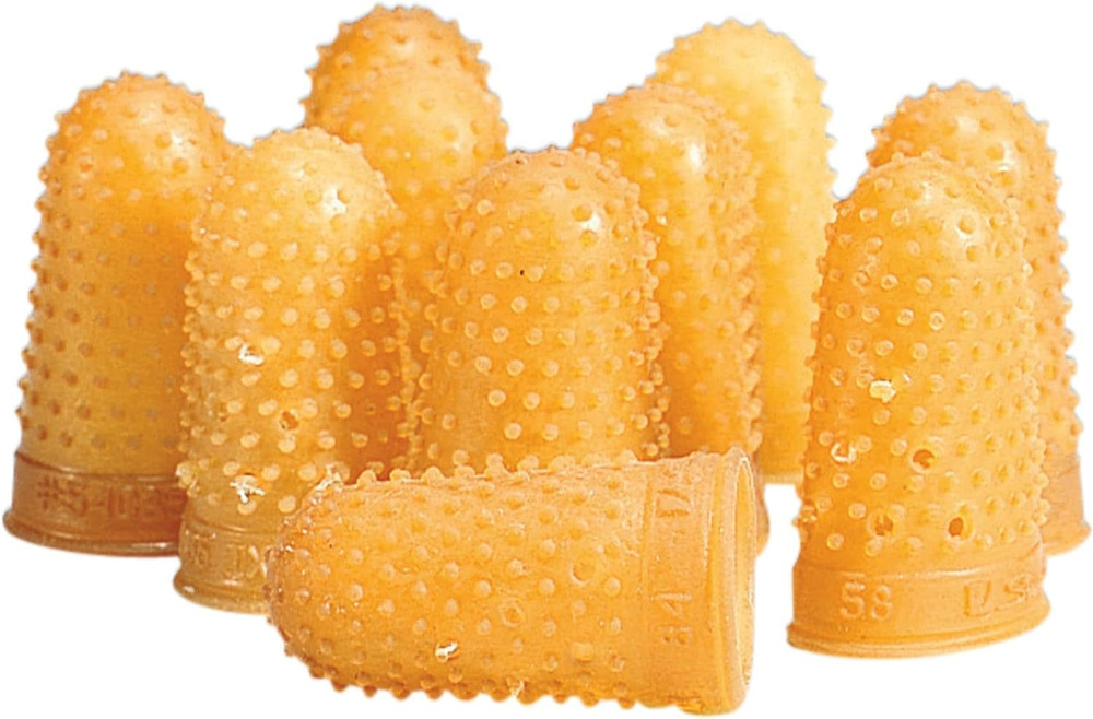 Rubber Finger Tips, Finger Cots, Extra Large - Size 14, Amber, Finger Protector