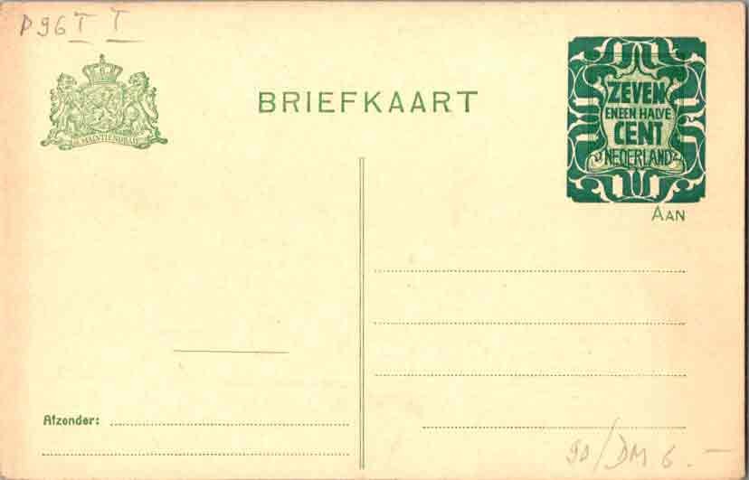 Netherlands Higgins & Gage 98 Unused.