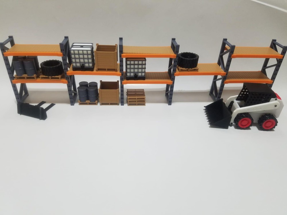 3D Printed SkidSteer & Mini Warehouse 1:32 Scale With Accessories