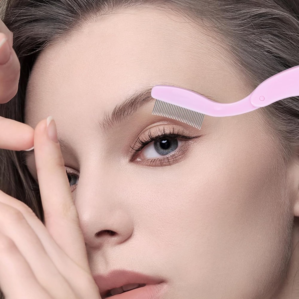 Eyelash Comb MSQ Separator Tool Folding Pink