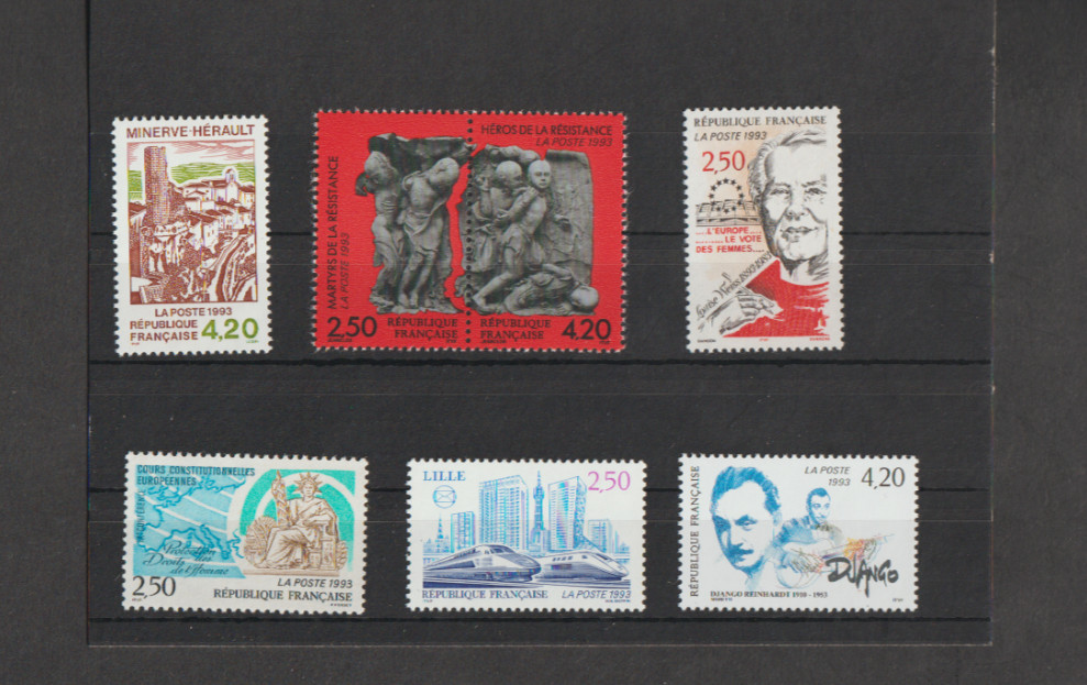 France 1993 Selection  x 6 issues MNH per scan