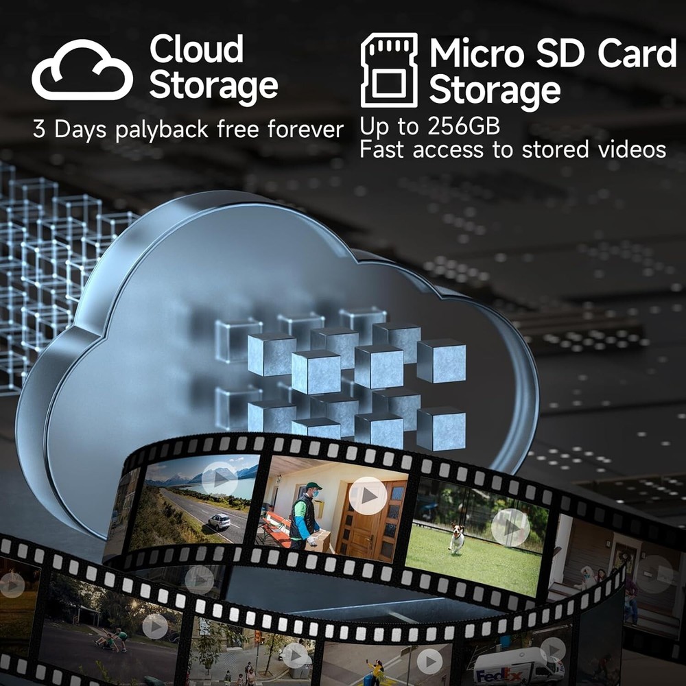 Solar Battery Powered Wireless Security Camera Wifi 3MP 2-Way Audio Surveillance