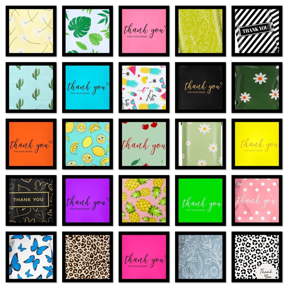 Poly Mailers 6x9 100 UNIQUE DIFFERENT DESIGNS