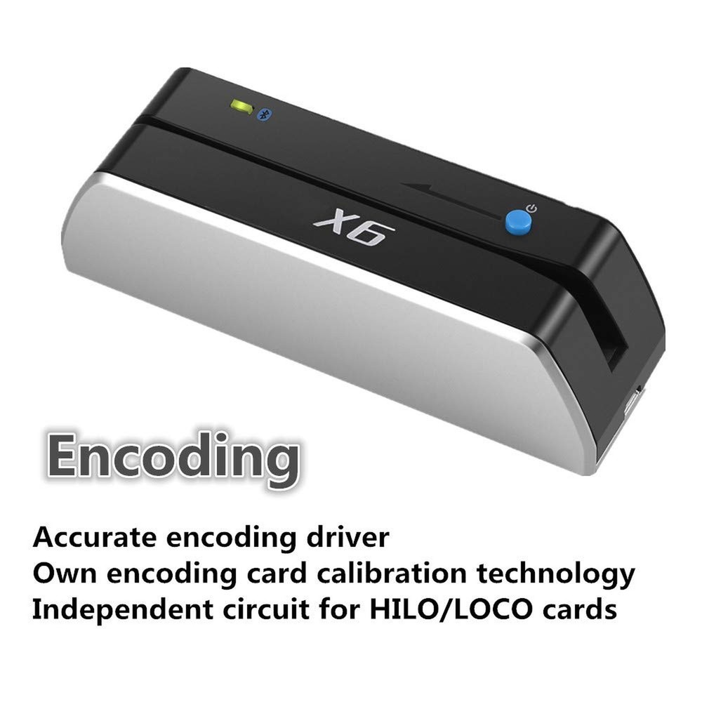 X6BT Bluetooth Mag VIP Card Reader Writer USB 3 Tracks Swipe Encoder