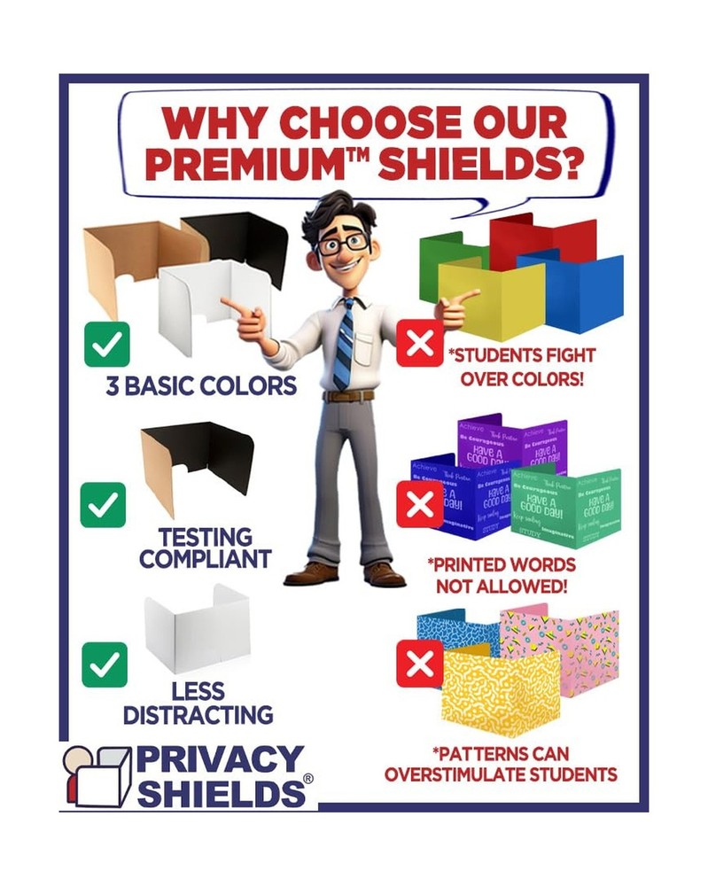 X-tra Large & Sturdy Premium™ Testing Privacy Shields - 24" Tall/20-Pack/W