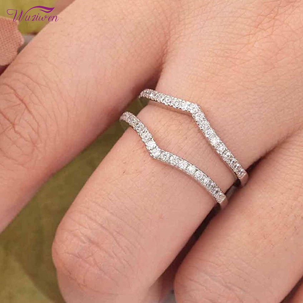 Adjustable V-shape Wedding Anniversary Band Ring Enhancer Wrap Sterling Silver