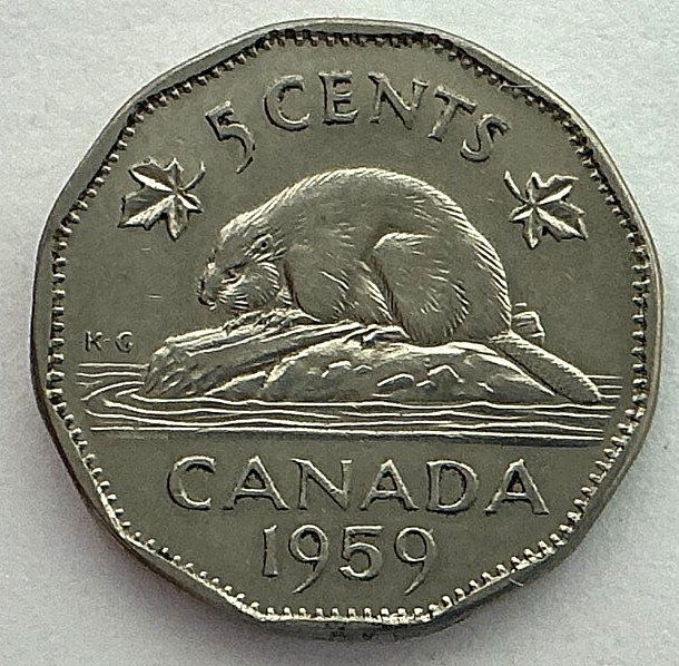 1959 Canada 5 Cents KM# 50a