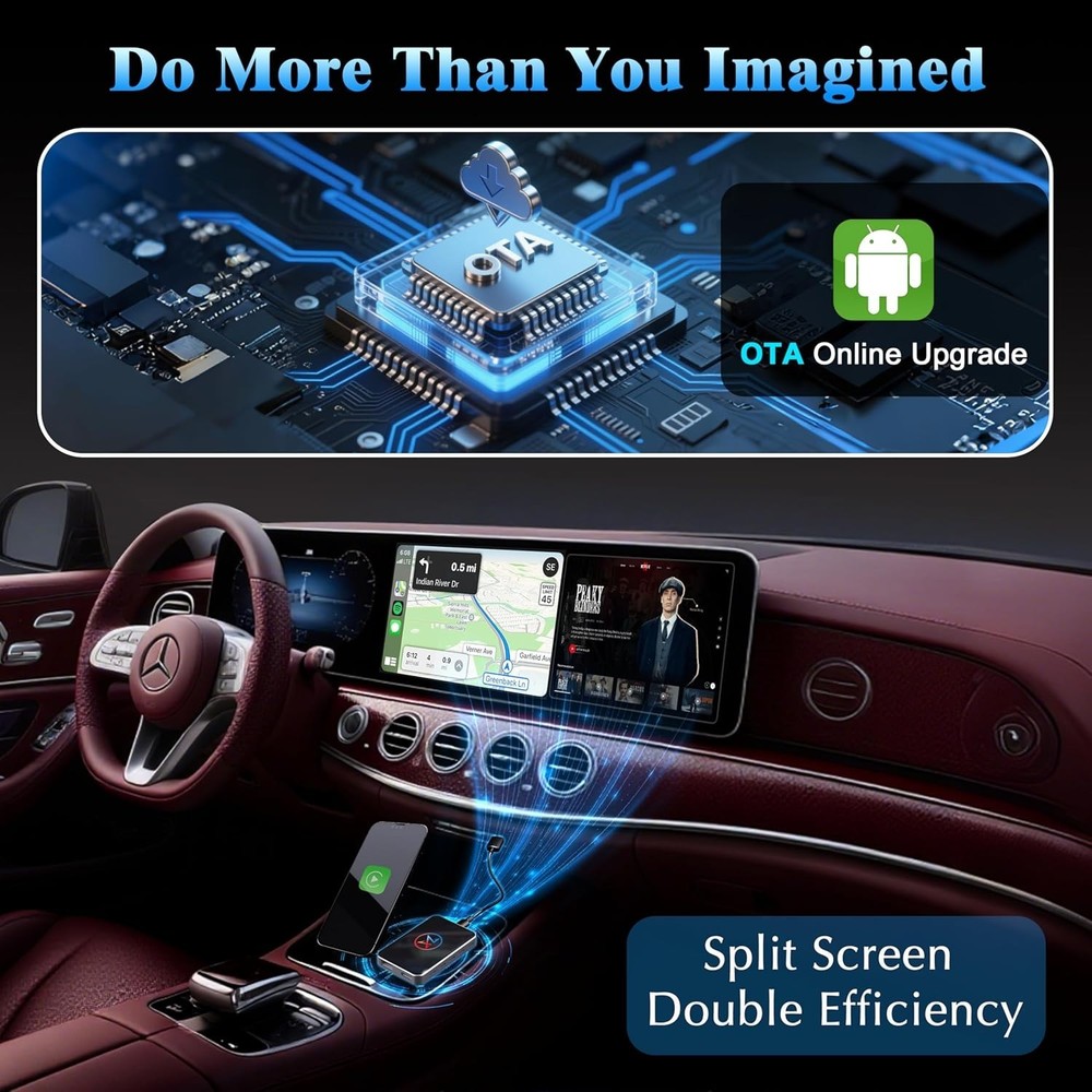 AI Box Wireless CarPlay Android Auto Adapter Plug & Play 4GB RAM + 32GB ROM