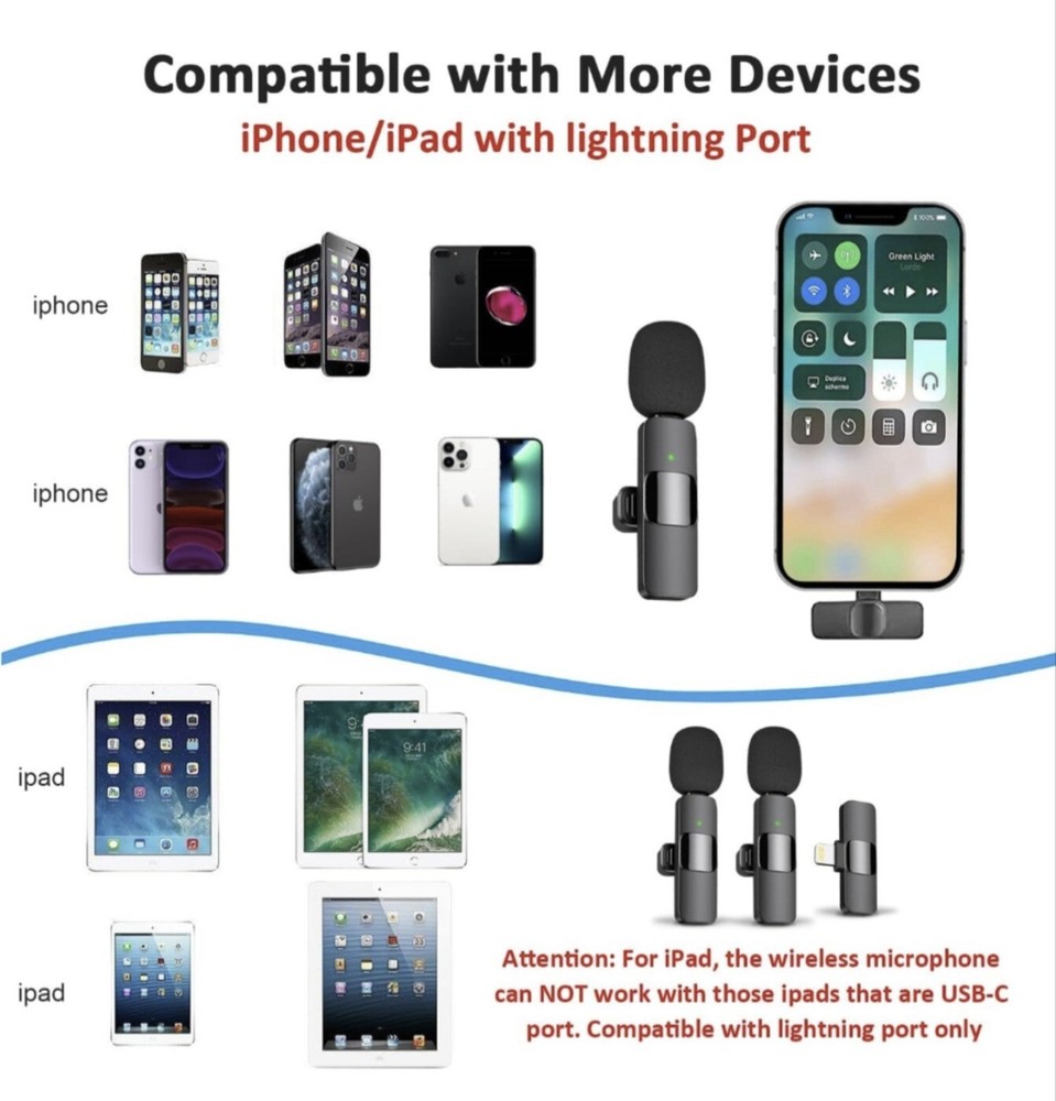 Professional Wireless Lavalier Lapel Microphone for iPhone, iPad - Cordless...