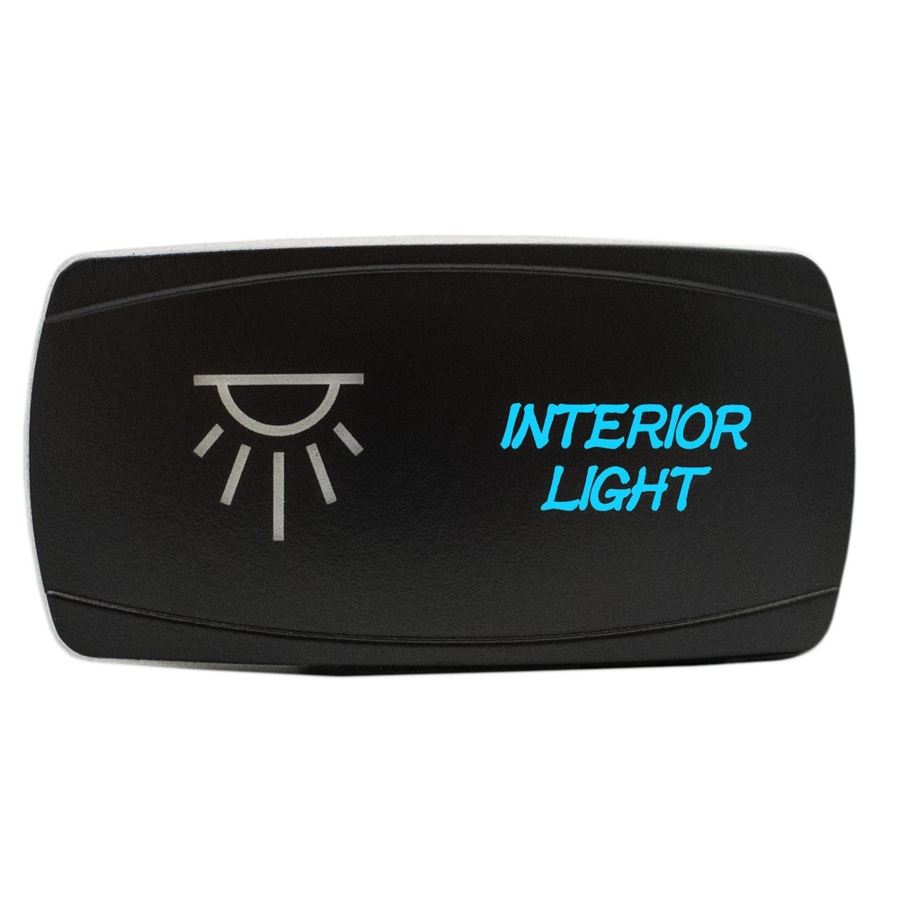 BLUE Dual Back-lit Rocker Switch Laser Etched 20A INTERIOR LIGHT Horizontal