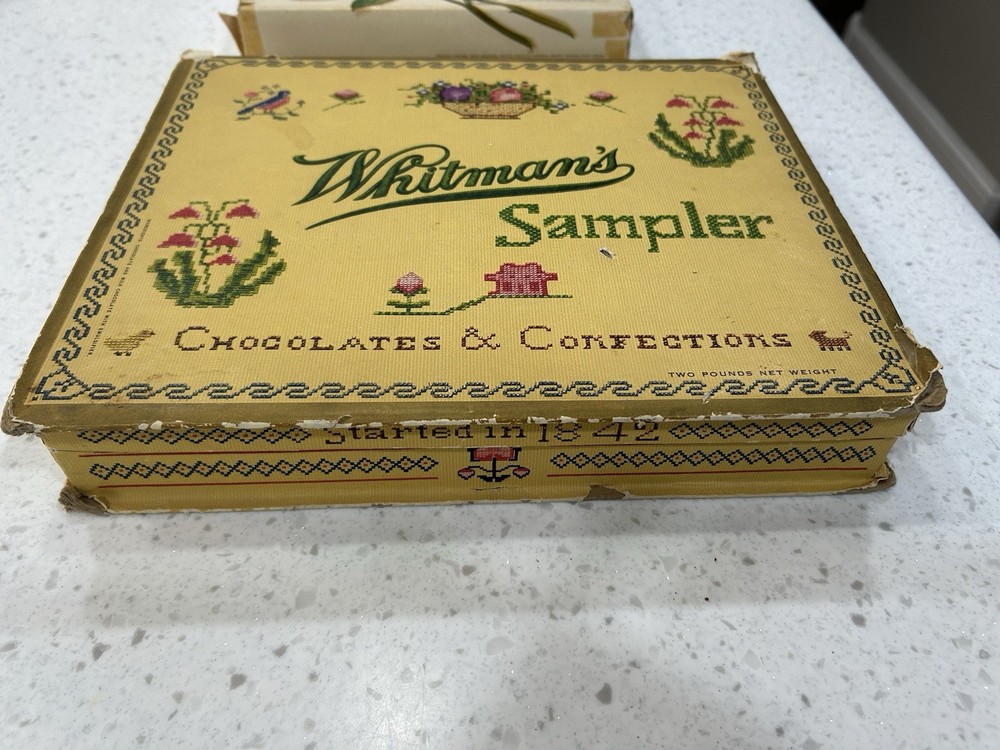 Two Vintage Whitman`sampler And One Russell Stover Candy Box EMPTY Boxes