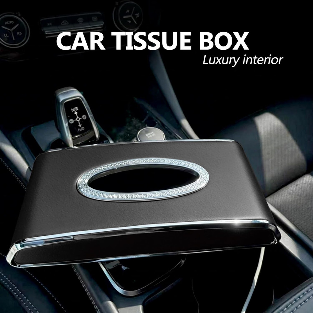 Faux Leather Car Tissue Holder for Interior, Multi-Function Tissue Box, Armrest