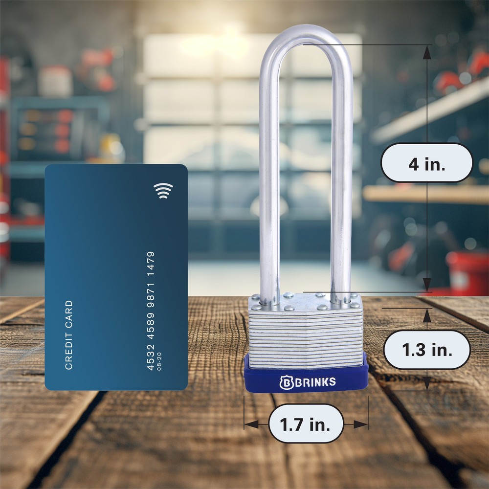 Brinks Laminated Steel 44mm Keyed Padlock with 4in Shackle