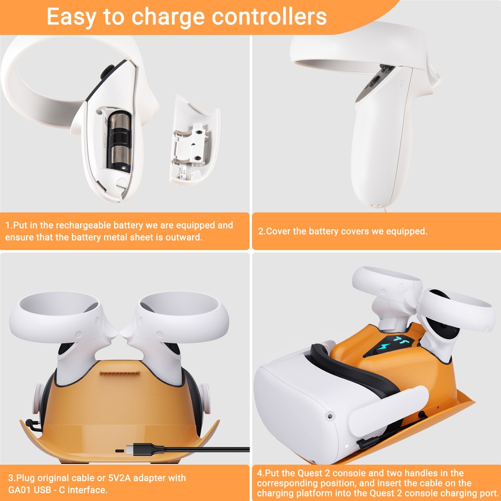 VR Controllers Charging Dock Headset Holder for Oculus Quest 2 Rechargeable