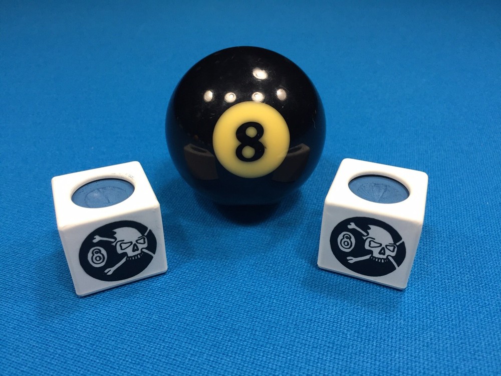 ( 2) Billiard Pool Cue Chalk Box Holder " Skull “