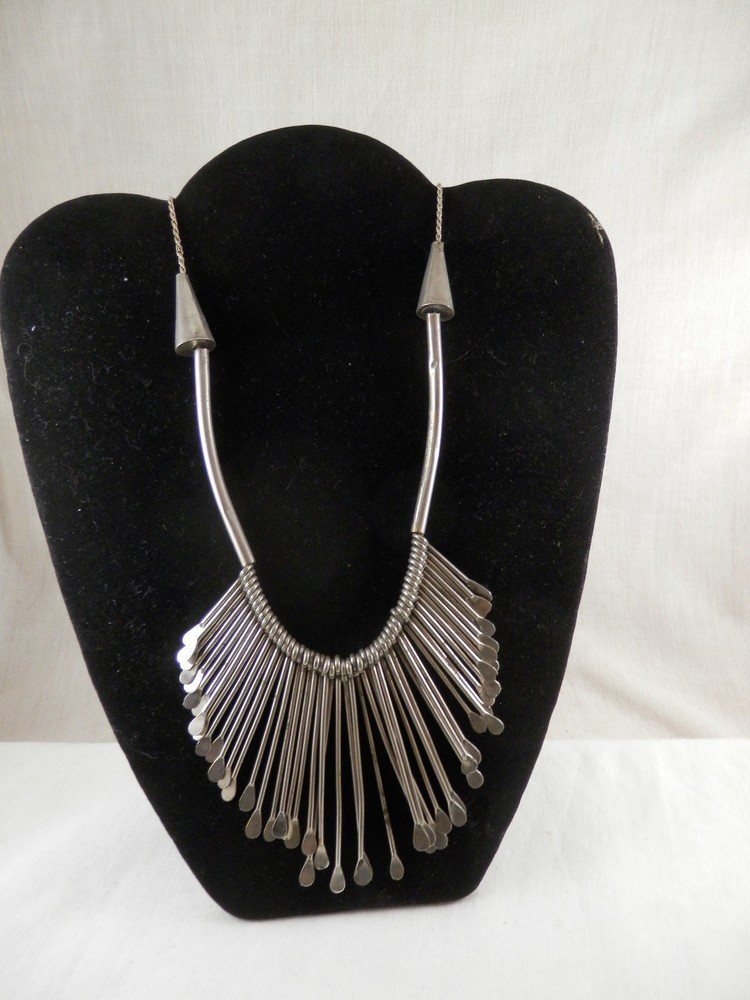 Unique Statement Dangle Spoon Necklace 24" Silver Twist Chain