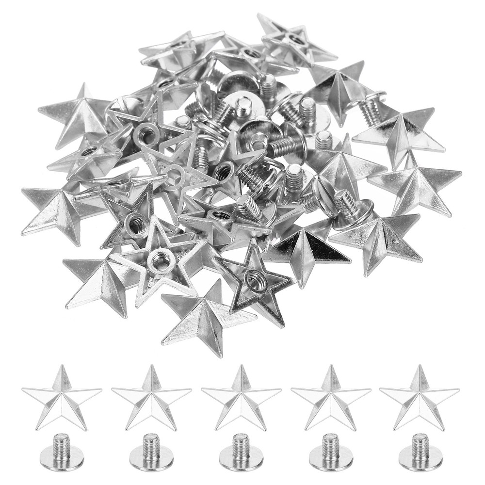 26mm Star Rivets, 25 Sets Leather Rivets Rapid Studs Rivet, Silver Tone