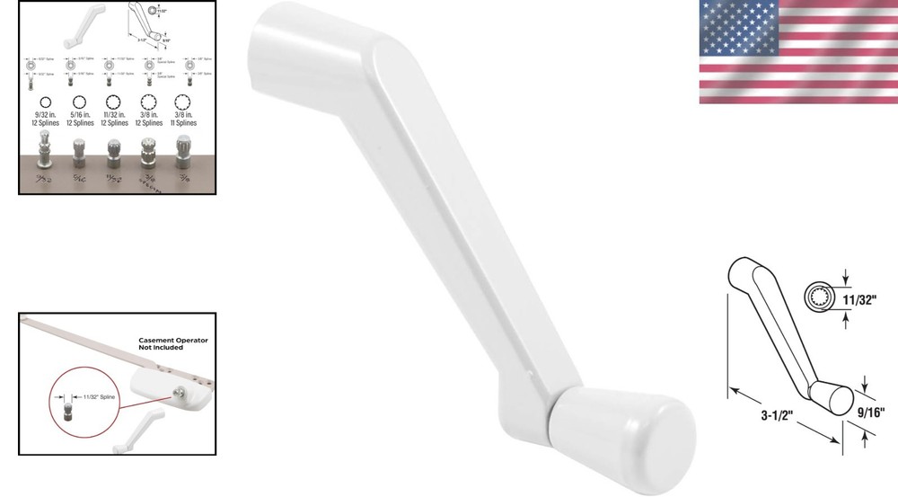 Surface Mount White Casement Operator Crank Handle, 3.5 in Projection, 2 Pack