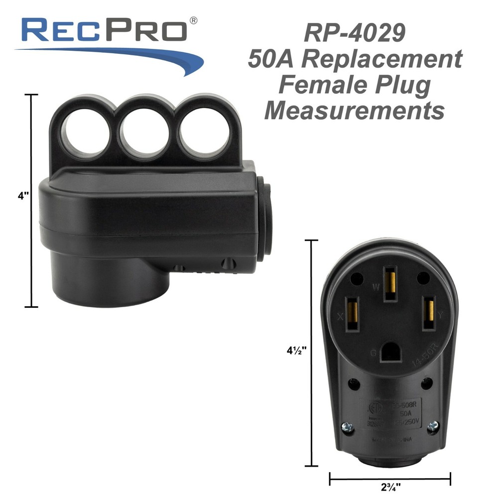 50 Amp RV Plug Replacement Female Connector End Gripped Power Adapter 50A