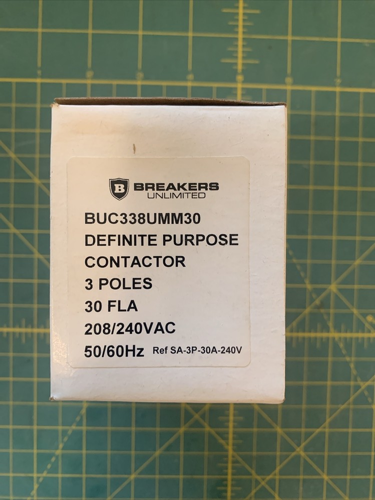 BREAKERS UNLIMIT Definite Purpose Contactor BUC338UMM30 3 Pole, 30 FLA, 208/240V