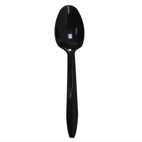 Karat PP Plastic Medium Weight Tea Spoons Bulk Box - Black - 1,000 ct, U2003B