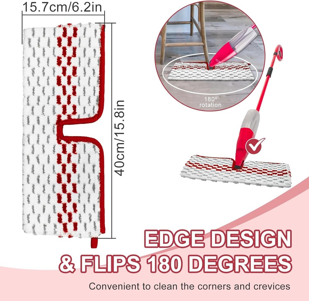Microfiber Spray Mop Pads - Compatible Double Sided Replace Head for Dry/Wet
