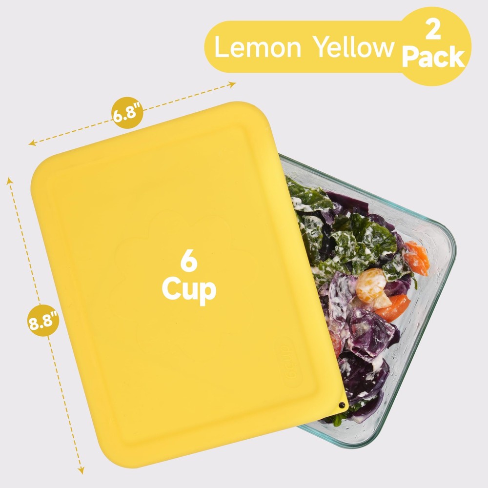 LUVCOSY 6 Cup Rectangle Silicone Storage Cover Lids 6 - 2 Pack