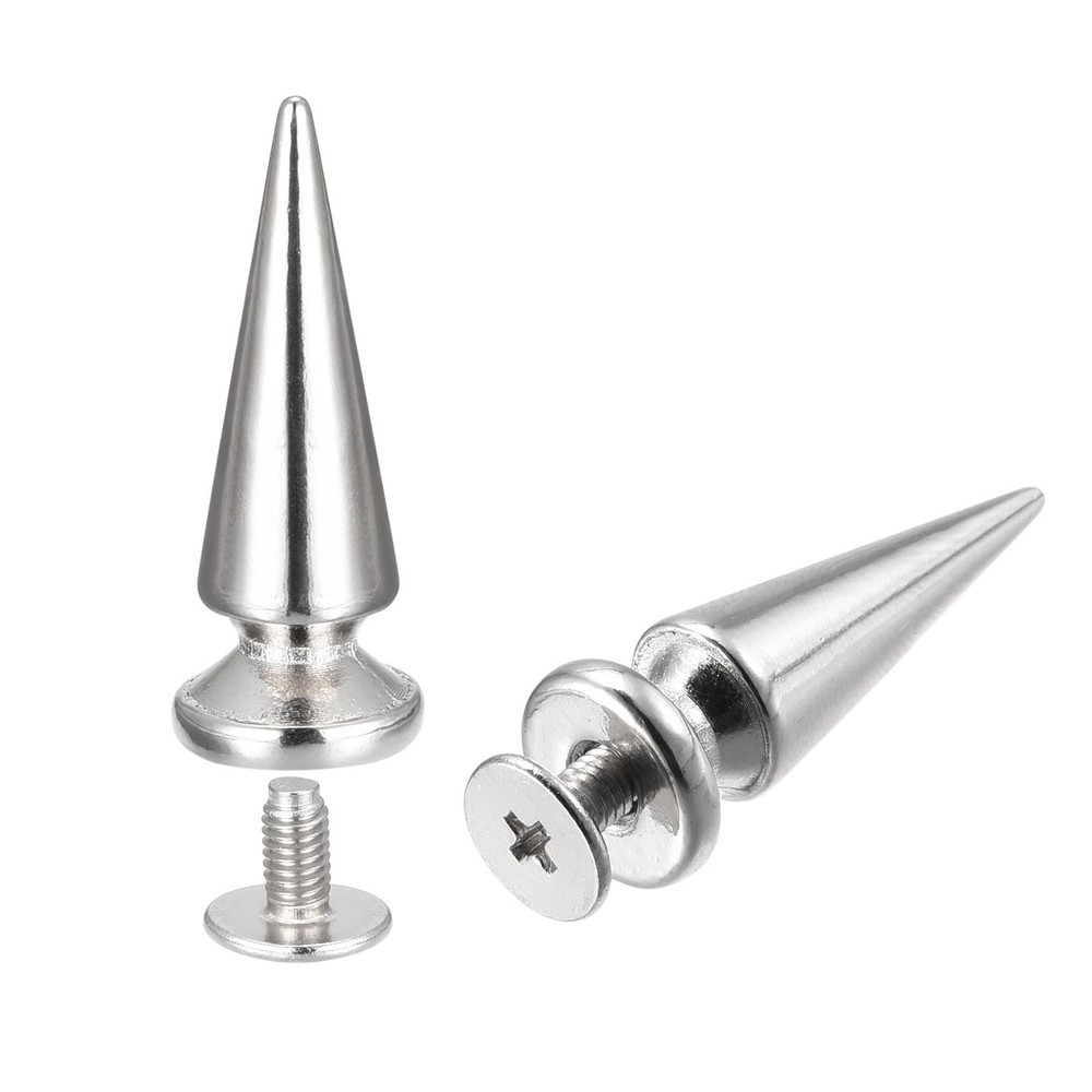 10x26mm Screw Back Rivets, 30 Sets Solid Leather Studs for DIY Silver Tone