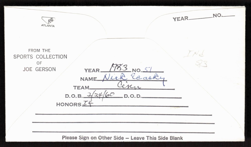 Nick Esasky Signed FDC Envelope Pasted on Baseball Card Cincinnati Reds Auto