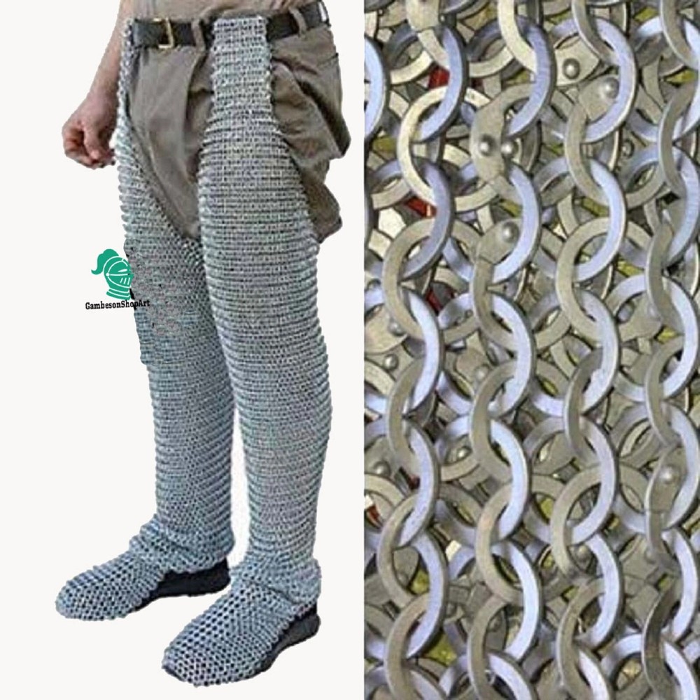 Chainmail Leggings 9mm Flat Riveted Rings Medieval SCA Armor