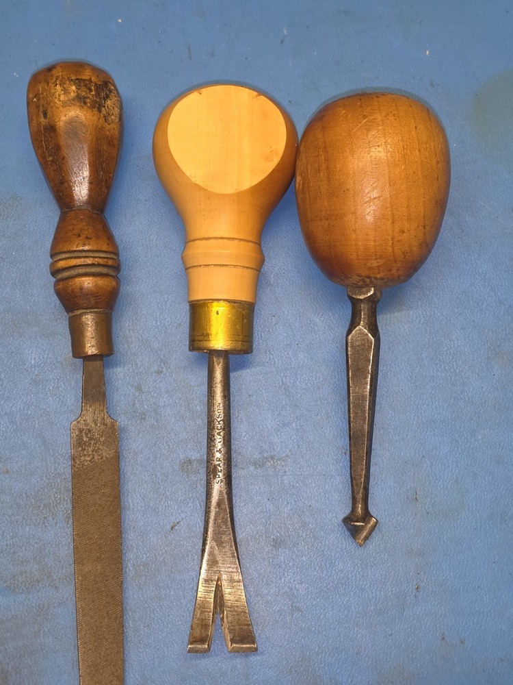 Beautiful Early Handled Tools Tack Puller Marples Countersink And File. Boxwood?