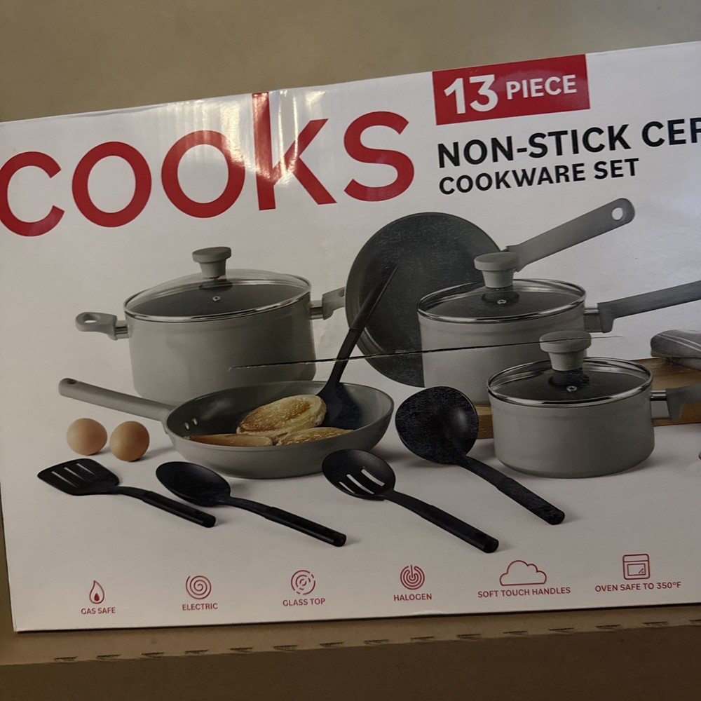 Cooks 13 Piece Non Stick Ceramic Cookware Set Pots and Pans