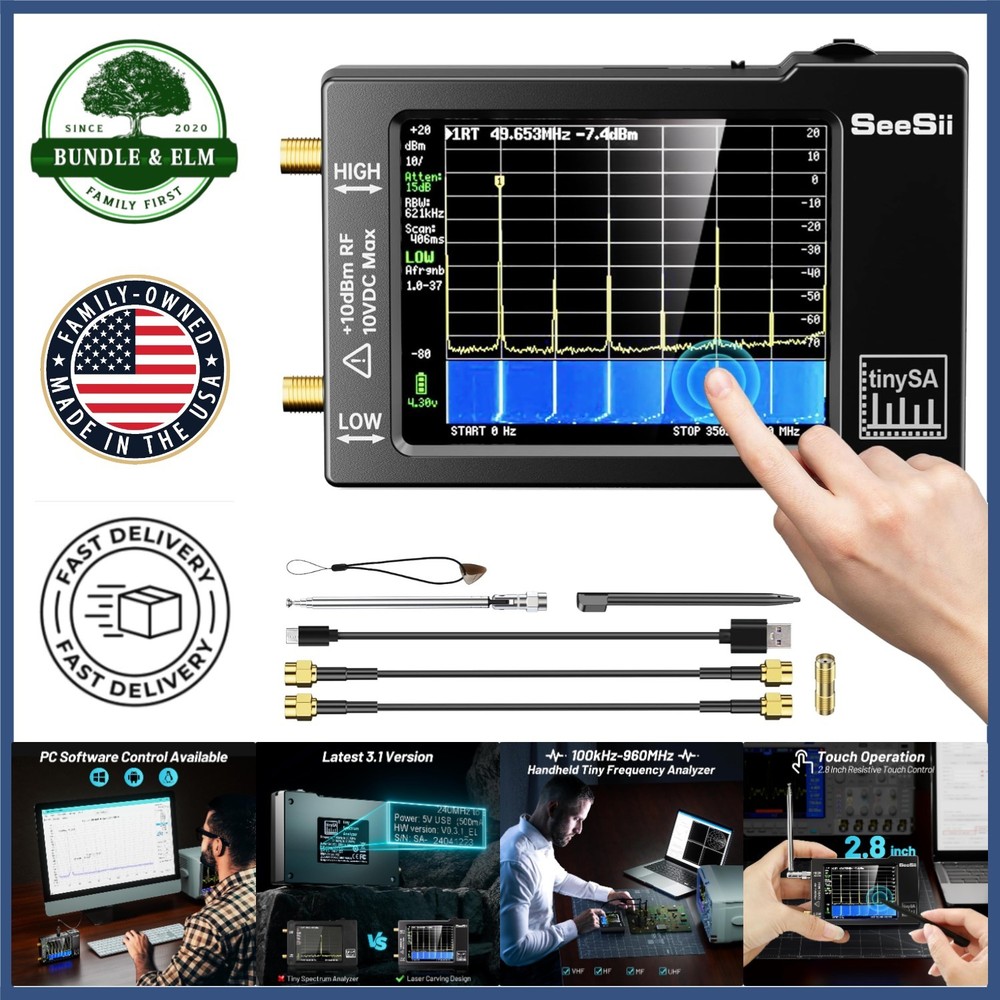 Advanced Spectrum Analyzer with Calibration Signal Generator and Touch Display