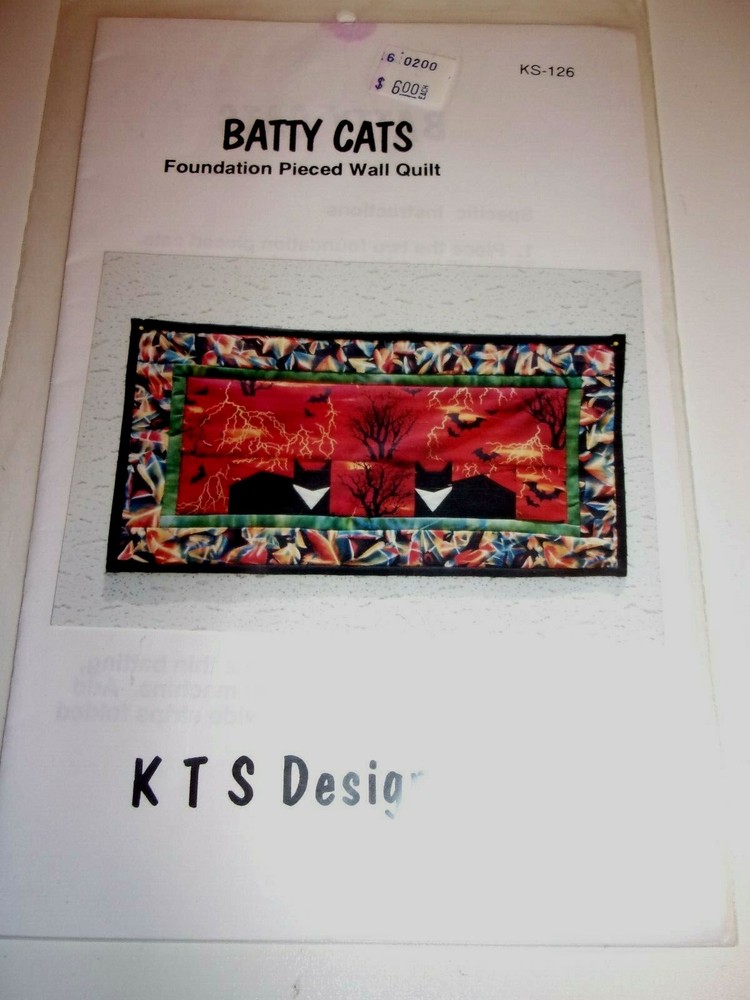 "BATTY CATS" FOUNDATION PIECED WALL QUILT BY KTS DESIGNS