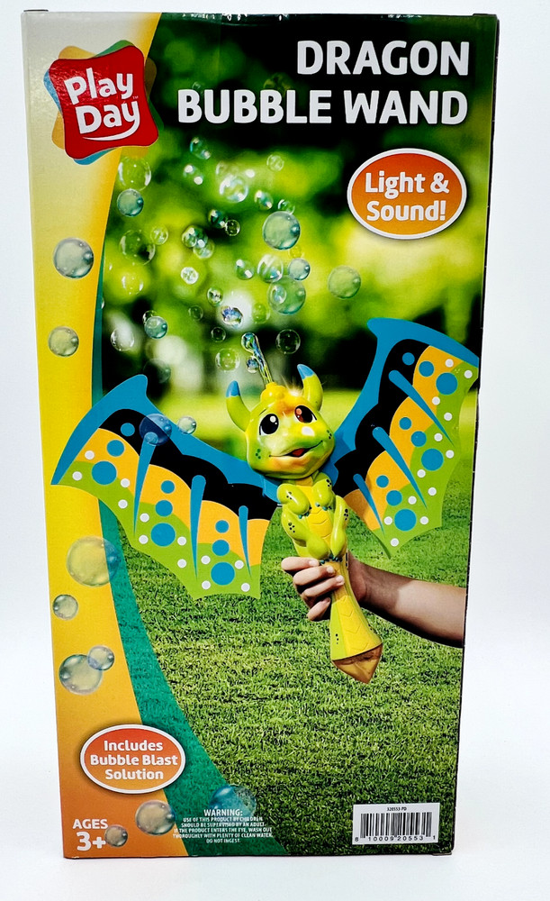 PlayDay Dragon Bubble Blowing Wand w/ Lights and Sounds Includes Bubble Solution