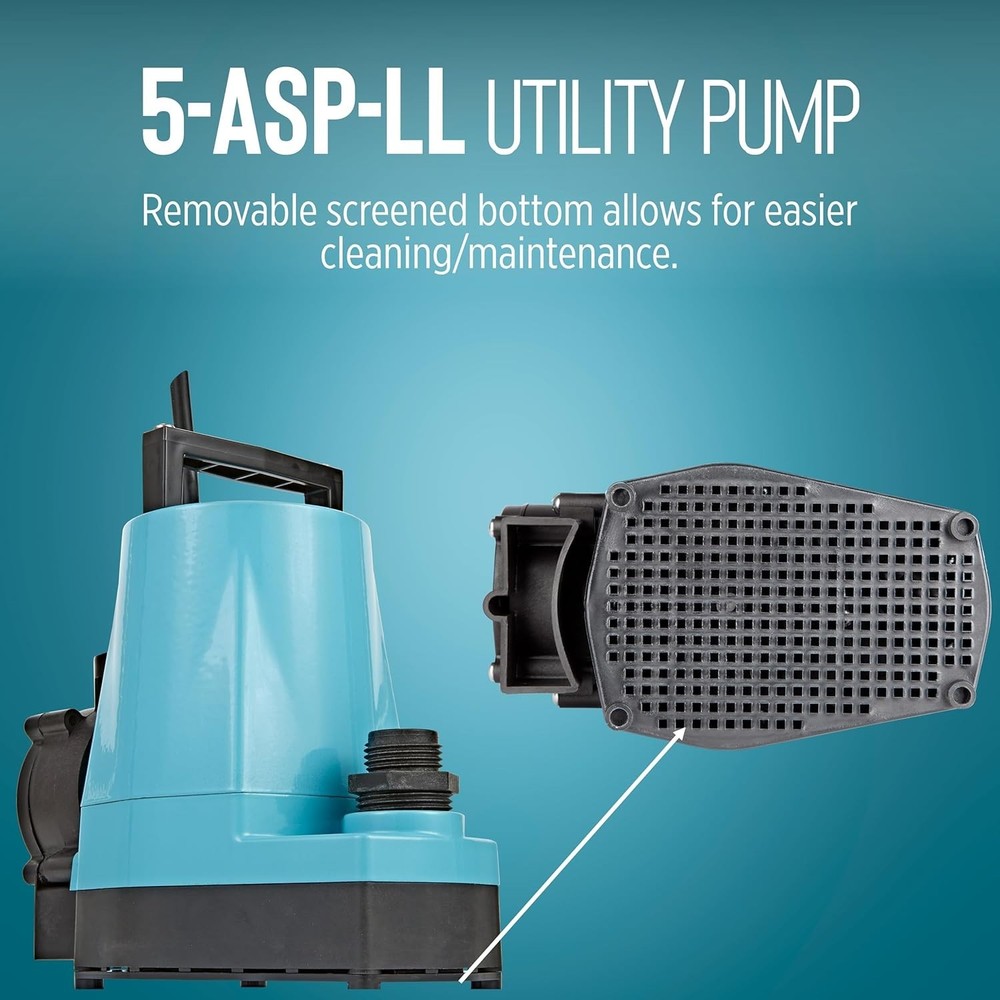 Durable Blue Submersible Pump with Low-Level Switch - 18-Ft Cord Included