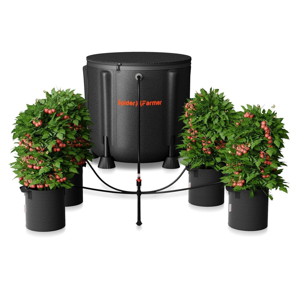 Spider Farmer Automatic Drip Irrigation System Kit, including water bucket