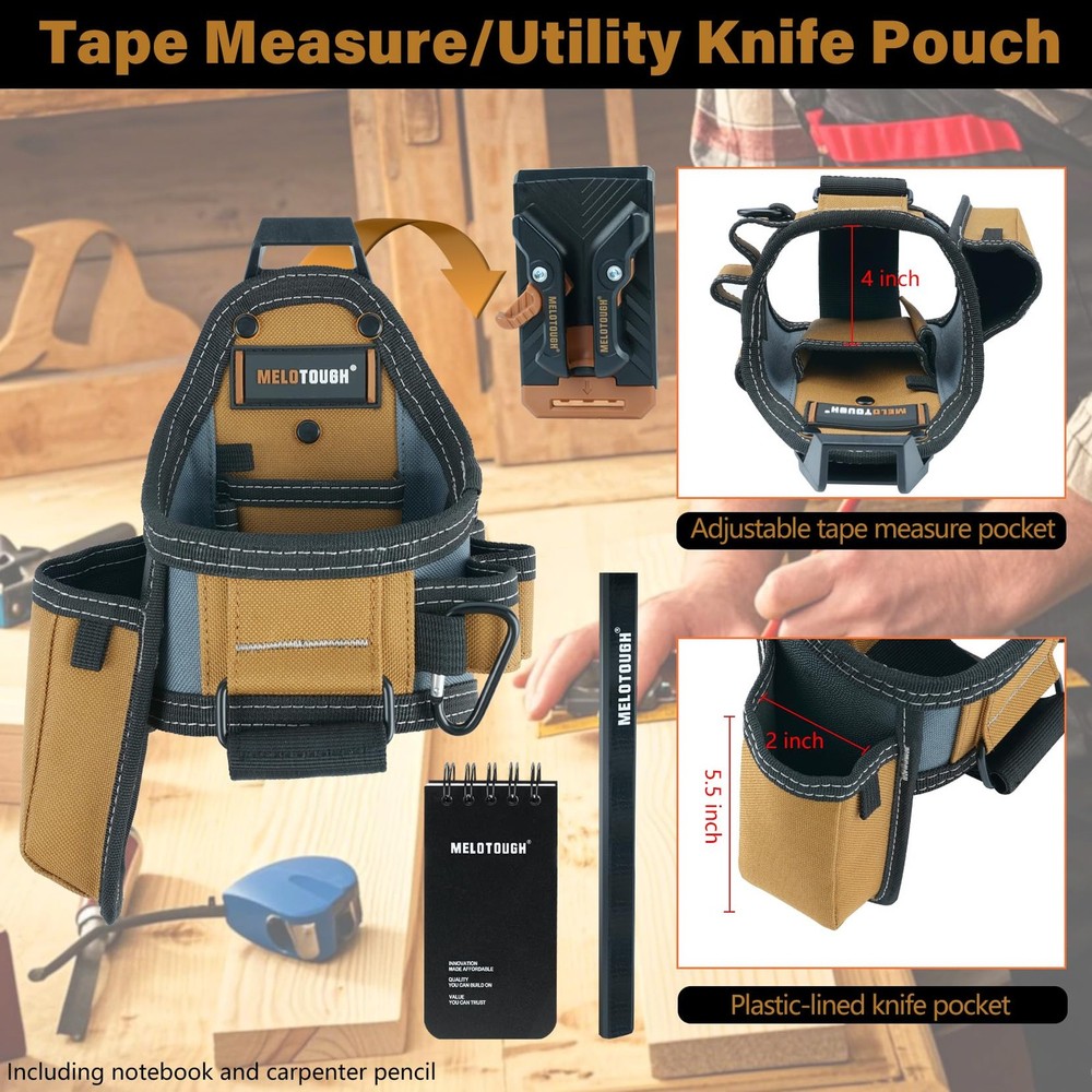 7Pocket Technician Pouch Small Tool Belt Clip Larger Pockets Loop Holder