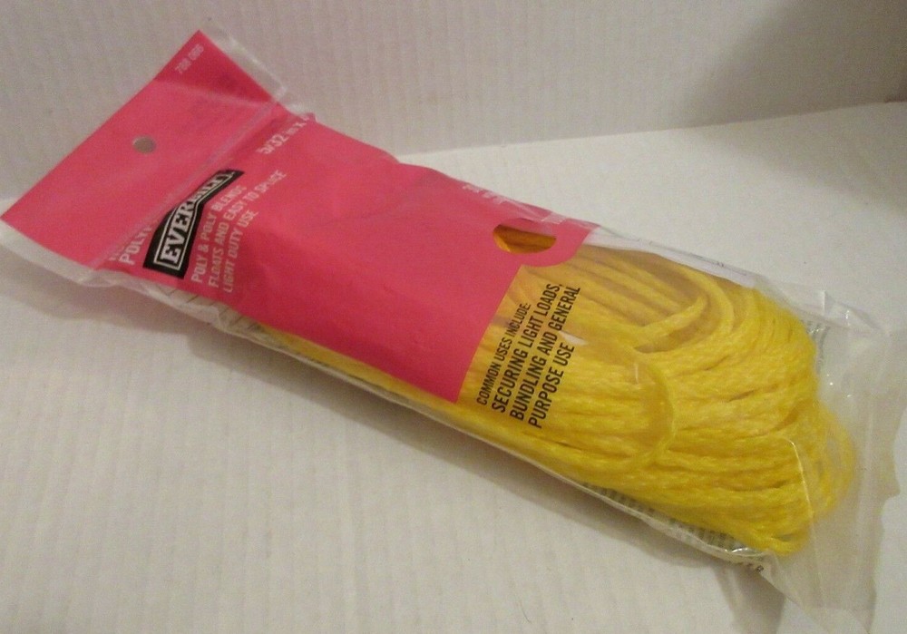 Everbilt Hollow Braid Polypropylene Cord / Rope 30lb Work Load 5/32"x45ft Floats